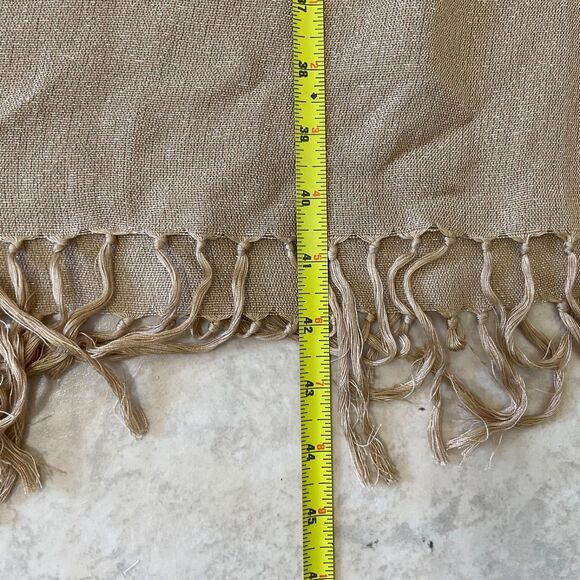 NWT Chicos Women’s OS linen blend Scarf Wrap Beige fringe multipurpose Holiday - Picture 2 of 11